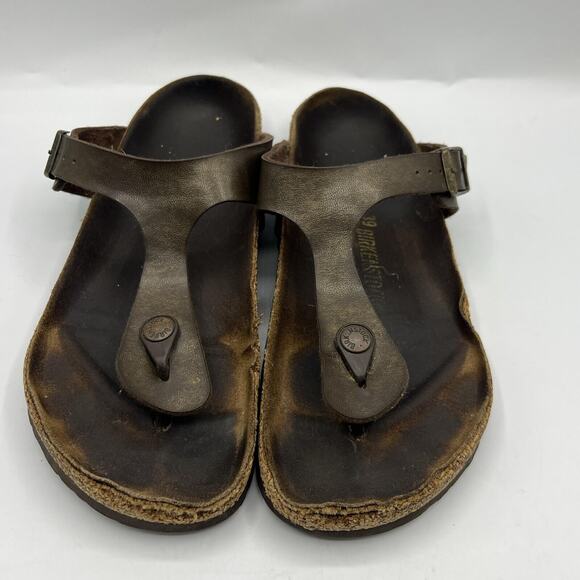 BIrkenstock Gizeh Birko Sandals Womens 8 Flor Flip Flop Brown Size 39 Germany - Picture 3 of 12